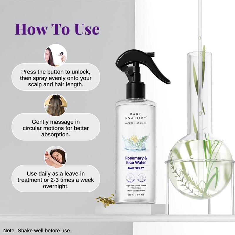 Rosemary & Rice Water Hair Spray- 200ml pack of 3 Natural Soft Hair Nourishing Hair